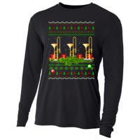 Trombone Music Player Xmas Gift Ugly Trombone Christmas Cooling Performance Long Sleeve Crew