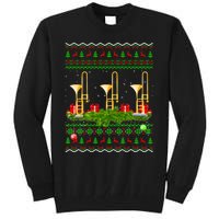 Trombone Music Player Xmas Gift Ugly Trombone Christmas Tall Sweatshirt