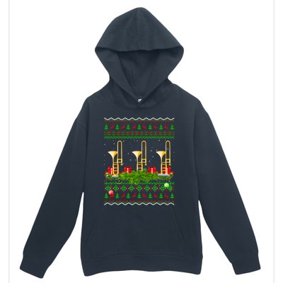 Trombone Music Player Xmas Gift Ugly Trombone Christmas Urban Pullover Hoodie