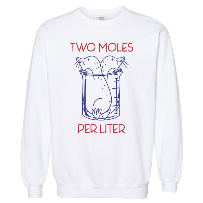 Two Moles Per Liter Funny Chemistry Science AvogadroS Day Meme Garment-Dyed Sweatshirt