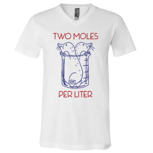 Two Moles Per Liter Funny Chemistry Science AvogadroS Day Meme V-Neck T-Shirt