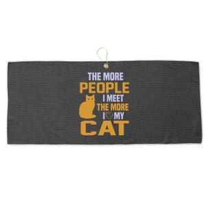 The More People I Meet The More I Love My Cat Large Microfiber Waffle Golf Towel