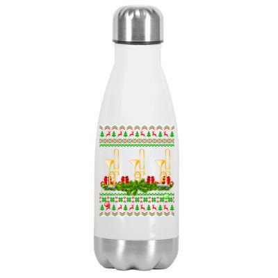 Trombone Music Player Xmas Gift Ugly Trombone Christmas Stainless Steel Insulated Water Bottle