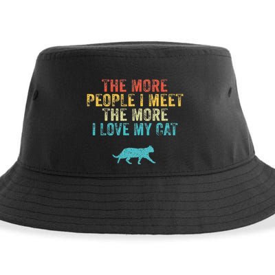 The More People I Meet The More I Love My Cat Funny Quote Sustainable Bucket Hat