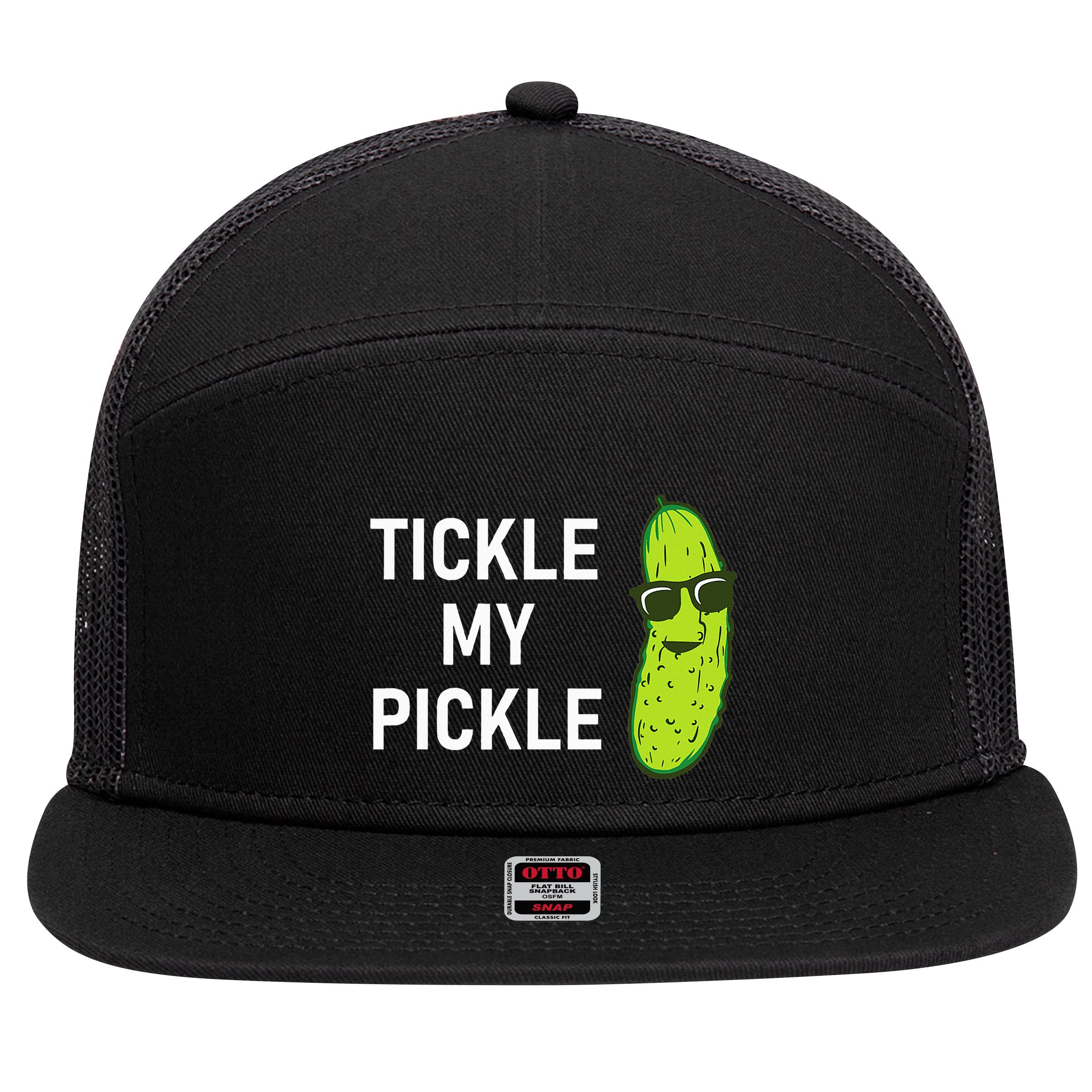 Tickle My Pickle Funny Jokes Sarcastic 7 Panel Mesh Trucker Snapback Hat
