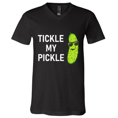 Tickle My Pickle Funny Jokes Sarcastic V-Neck T-Shirt