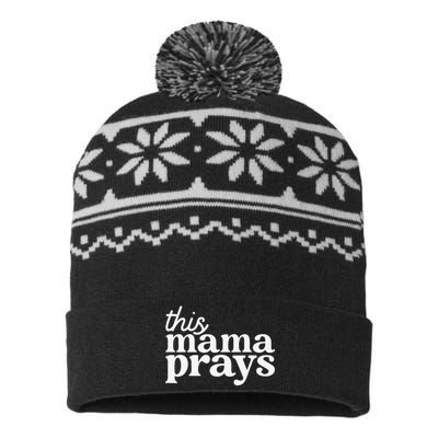 This Mama Prays Christian Mommy Faith Mother's Day USA-Made Snowflake Beanie