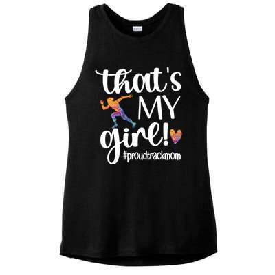 Thats My Proud Track Mom Track And Field Mama Gift Ladies PosiCharge Tri-Blend Wicking Tank