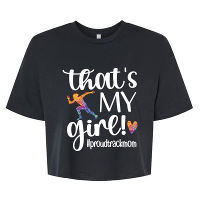 Thats My Proud Track Mom Track And Field Mama Gift Bella+Canvas Jersey Crop Tee