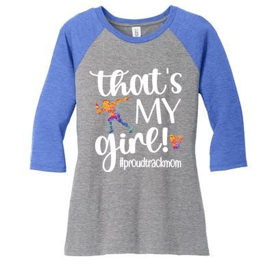 Thats My Proud Track Mom Track And Field Mama Gift Women's Tri-Blend 3/4-Sleeve Raglan Shirt