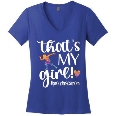 Thats My Proud Track Mom Track And Field Mama Gift Women's V-Neck T-Shirt