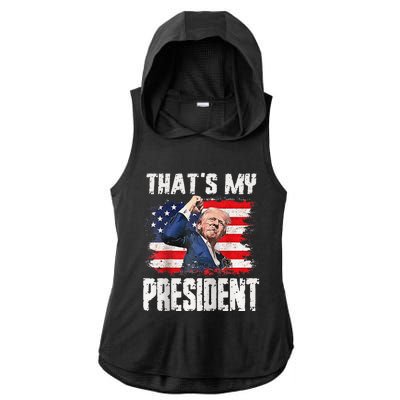 ThatS My President Raglan Ladies PosiCharge Tri-Blend Wicking Draft Hoodie Tank