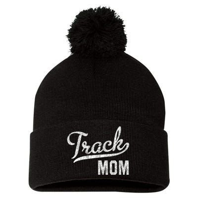 Track Mom Proud Track And Field Mom Gift Pom Pom 12in Knit Beanie