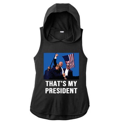 Thats My President Trump 2024 Ladies PosiCharge Tri-Blend Wicking Draft Hoodie Tank