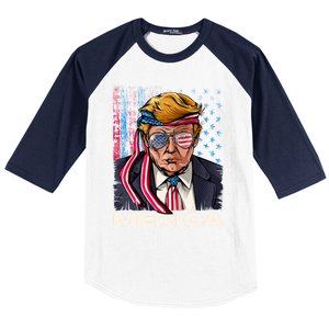 Trump Merica Patriotic 4th Of July Usa Support Trump 2024 Cool Gift Baseball Sleeve Shirt