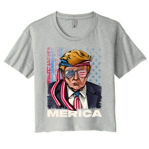 Trump Merica Patriotic 4th Of July Usa Support Trump 2024 Cool Gift Women's Crop Top Tee