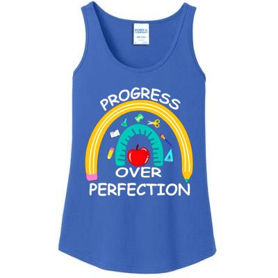 Teacher Motivational Progress Over Perfecti To School Great Gift Ladies Essential Tank