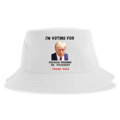 Trump Mugshot Political Prisoner Im Voting For Political Sustainable Bucket Hat