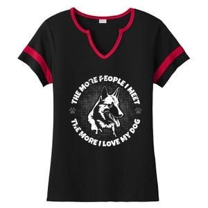 The More People I Meet The More I Love My Dog - Schäferhund Ladies Halftime Notch Neck Tee