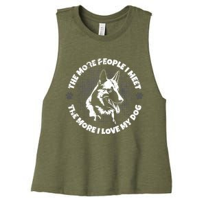 The More People I Meet The More I Love My Dog - Schäferhund Women's Racerback Cropped Tank