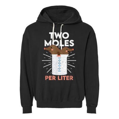 Two Moles Per Liter Funny Chemistry Science Tee Garment-Dyed Fleece Hoodie
