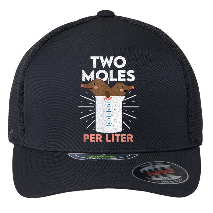 Two Moles Per Liter Funny Chemistry Science Tee Flexfit Unipanel Trucker Cap