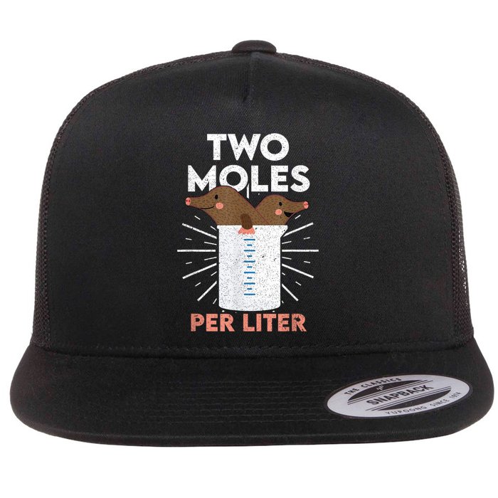 Two Moles Per Liter Funny Chemistry Science Tee Flatbill Hat