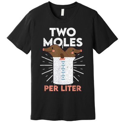 Two Moles Per Liter Funny Chemistry Science Tee Premium T-Shirt