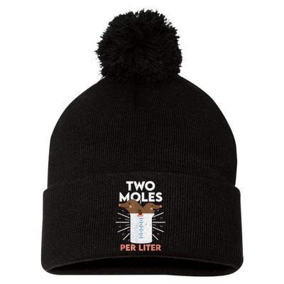 Two Moles Per Liter Funny Chemistry Science Tee Pom Pom 12in Knit Beanie