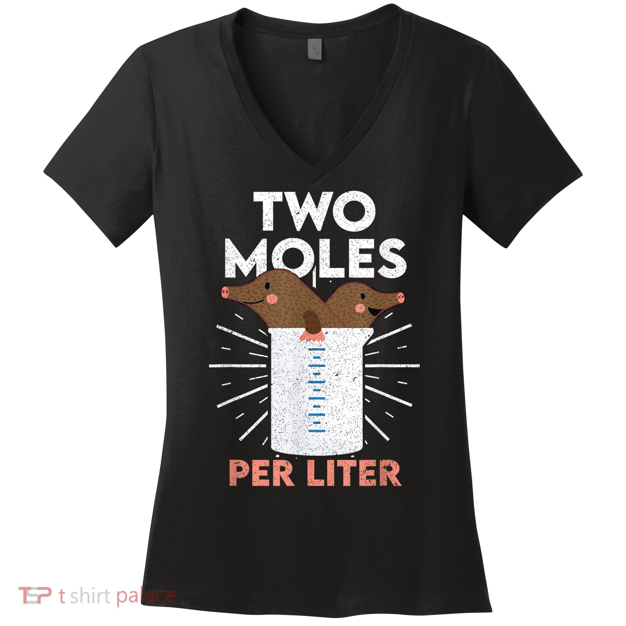 Two Moles Per Liter Funny Chemistry Science Tee Women's V-Neck T-Shirt