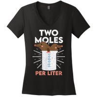 Two Moles Per Liter Funny Chemistry Science Tee Women's V-Neck T-Shirt