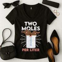 Two Moles Per Liter Funny Chemistry Science Tee Women's V-Neck T-Shirt