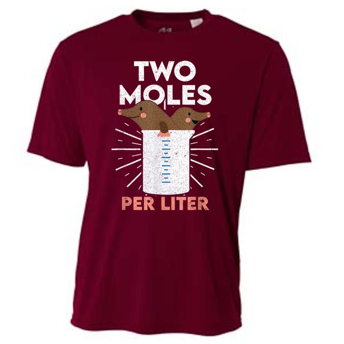 Two Moles Per Liter Funny Chemistry Science Tee Cooling Performance Crew T-Shirt