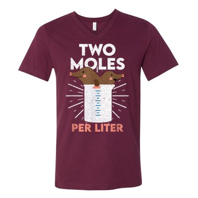 Two Moles Per Liter Funny Chemistry Science Tee V-Neck T-Shirt