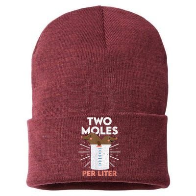 Two Moles Per Liter Funny Chemistry Science Tee Sustainable Knit Beanie