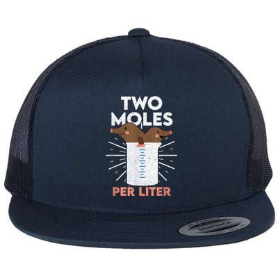 Two Moles Per Liter Funny Chemistry Science Tee Flat Bill Trucker Hat