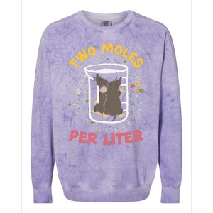 Two Moles Per Liter Science Lover Chemistry Mammal Mole Colorblast Crewneck Sweatshirt