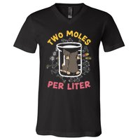 Two Moles Per Liter Science Lover Chemistry Mammal Mole V-Neck T-Shirt