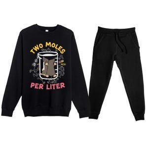 Two Moles Per Liter Science Lover Chemistry Mammal Mole Premium Crewneck Sweatsuit Set