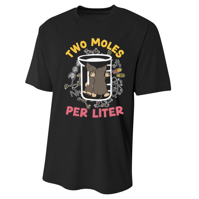 Two Moles Per Liter Science Lover Chemistry Mammal Mole Performance Sprint T-Shirt