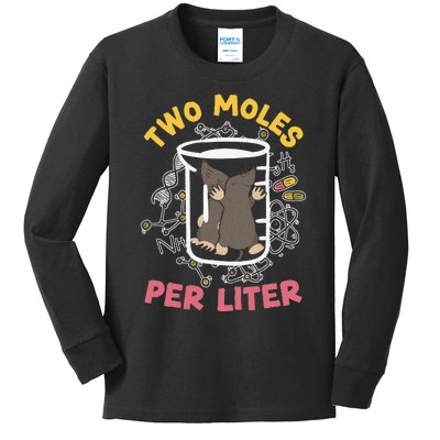 Two Moles Per Liter Science Lover Chemistry Mammal Mole Kids Long Sleeve Shirt