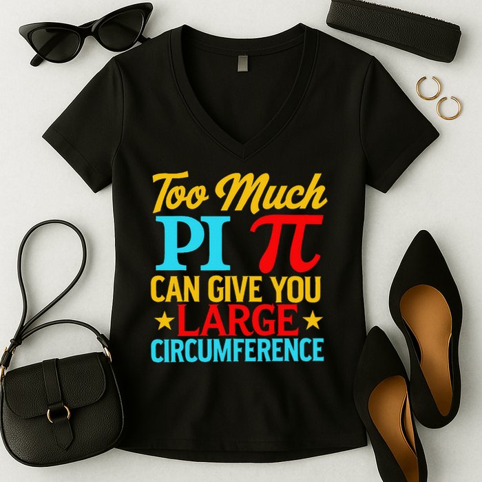 Too Much Pi National Pi Day Science Pi Symbol Math Lover Women's V-Neck T-Shirt
