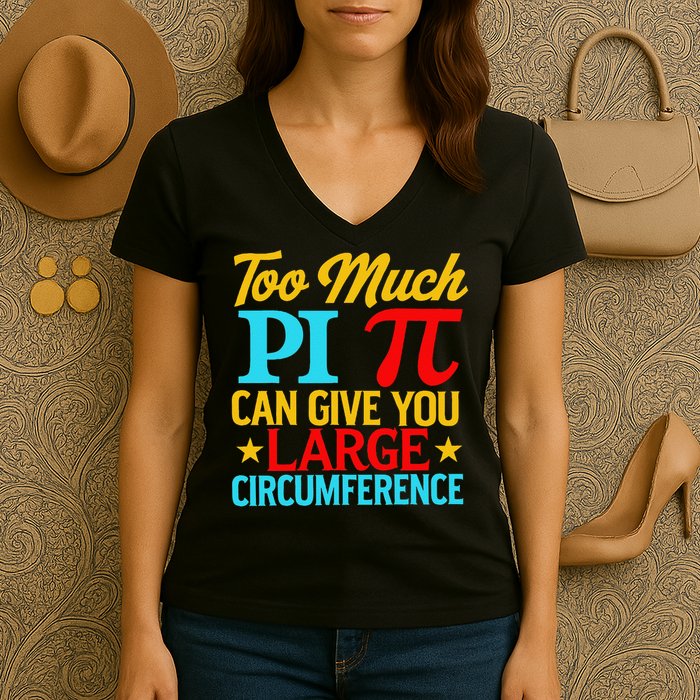 Too Much Pi National Pi Day Science Pi Symbol Math Lover Women's V-Neck T-Shirt
