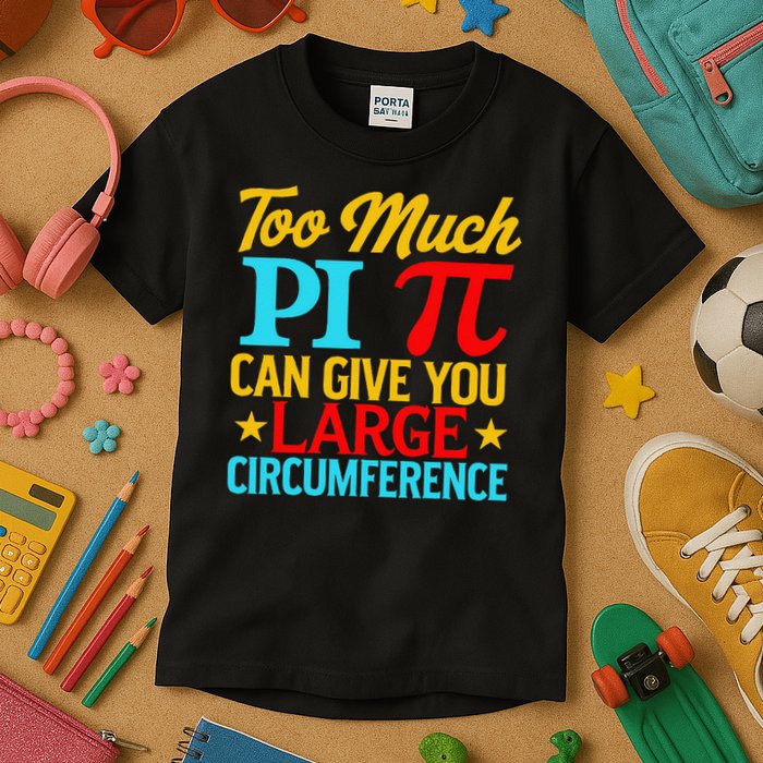Too Much Pi National Pi Day Science Pi Symbol Math Lover Kids T-Shirt