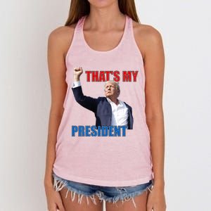 Thats My President Trump 2024 Donald Trump Survived Shooter Women's Knotted Racerback Tank