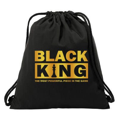 The Most Powerful Piece In The Game Black King Drawstring Bag