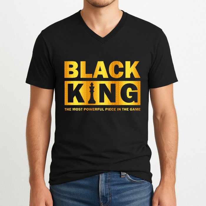 The most powerful piece in the game Black King V-Neck T-Shirt