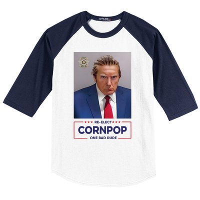 Trump Mugshot ReElect Cornpop One Bad Dude Baseball Sleeve Shirt