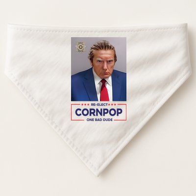 Trump Mugshot ReElect Cornpop One Bad Dude USA-Made Doggie Bandana