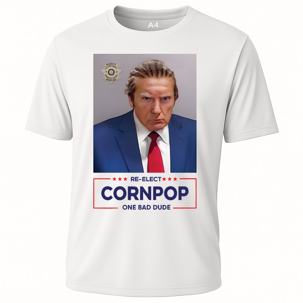 Trump Mugshot ReElect Cornpop One Bad Dude Cooling Performance Crew T-Shirt